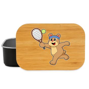 Bear Tennis Racket Sport - Lunch Box - black - Front