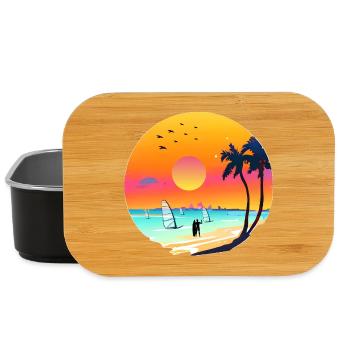 Sommer Sonnenuntergang Strand Aquarell - Lunch Box - Schwarz - Vorne