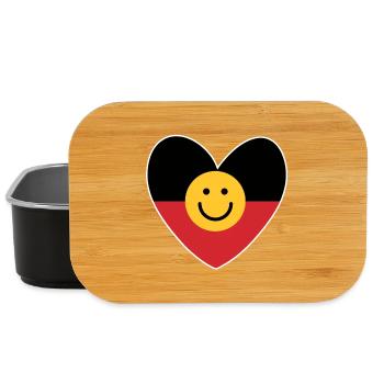 Australian Aboriginal heart with smile face - Lunch Box - black - Front