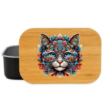 Katze mit Mandalas verziert - Lunch Box - Schwarz - Vorne