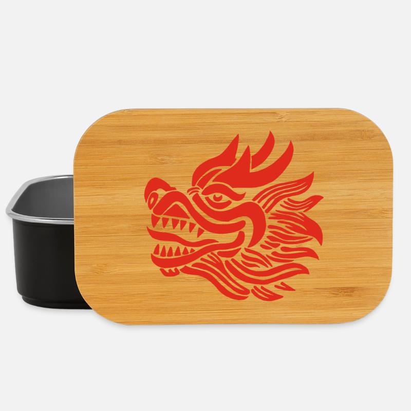Chinesischer Drachenkopf (Rot) - Lunch Box - Schwarz