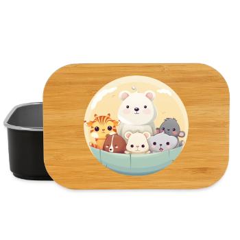 Cute animal family in cartoon style - Lunch Box - black - Front