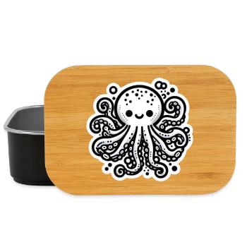 Krake Octopus weiß Sticker - Lunch Box - Schwarz - Vorne