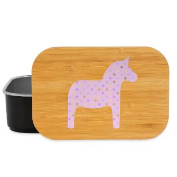 Dala Horse Pink Dots Scandinavian Sweden Decoration - Lunch Box - black - Front