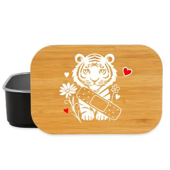 Tiger with plasters and flowers - Get well soon - Lunch Box - black - Front
