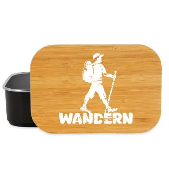 hiking hiker outdoor nature mountains icon logo - Lunch Box - black - Front