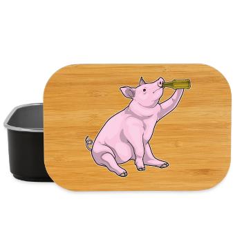 Schwein Flasche Bier - Lunch Box - Schwarz - Vorne