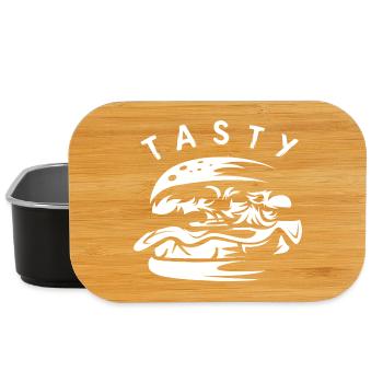 Symbole du Tasty Burger - Logo de la chaîne de restauration rapide - Boîte à goûter - noir - Devant