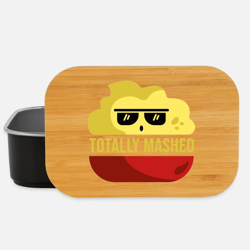Totally Mashed Funny Pun Potato Cartoon - Lunch Box - black