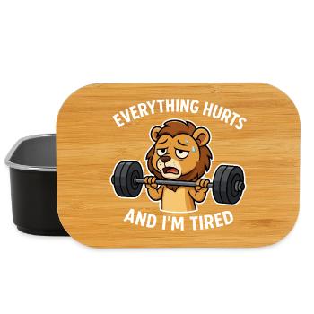 Tired Lion Workout Meme Design - Lunch Box - black - Front