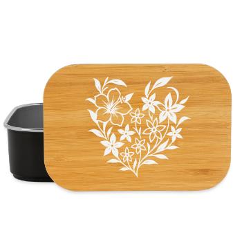 Blumiges Herzmuster in Weiß - Lunch Box - Schwarz - Vorne