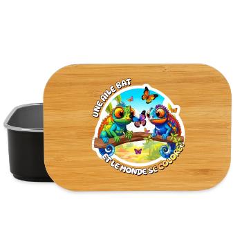 Bunte Cartoon Chamäleons mit Schmetterlingen - Lunch Box - Schwarz - Vorne
