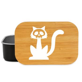 White Cat Skull - Lunch Box - black - Front