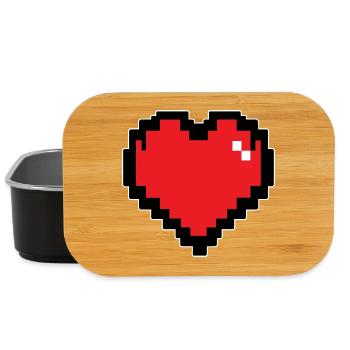Retro Red Pixel Heart - Lunch Box - black - Front