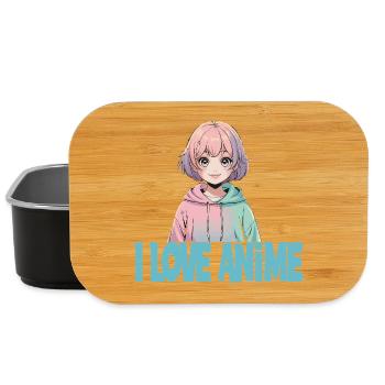 I LOVE ANIME Kawaii Manga Girl Pastel Otaku - Lunch Box - black - Front