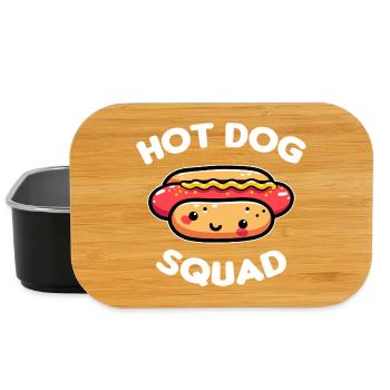 Hotdog Squad Kawaii Cartoon Tee - Boîte à goûter - noir - Devant