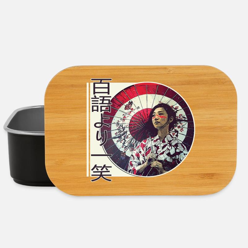 Japanese wisdom - Smile is worth it - Lunch Box - black