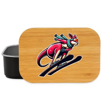 Kangaroo skiing Winter sports fun - Lunch Box - black - Front