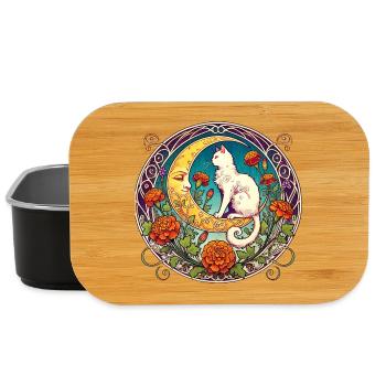 Mondscheinkatze in floralem Bogen - Lunch Box - Schwarz - Vorne