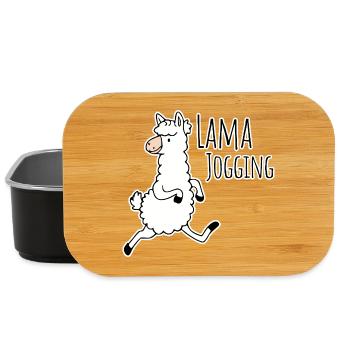 Jogging de lama - lama drôle qui fait du jogging, participez à la partie - Boîte à goûter - noir - Devant