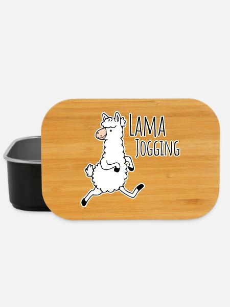Lama Jogging - lustiges Lama geht joggen, mach mit - Lunch Box - Schwarz