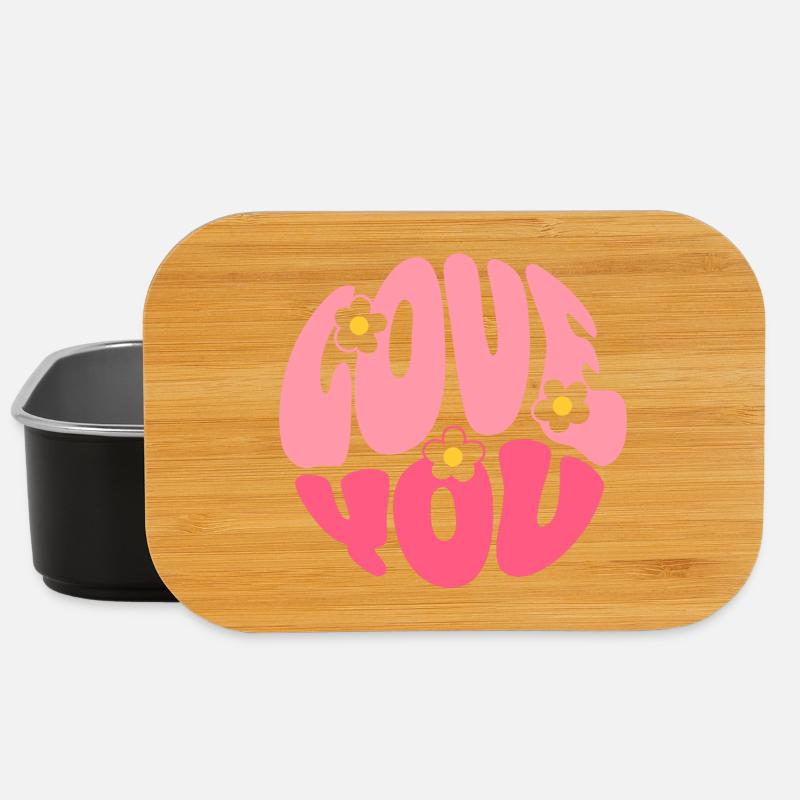 Love You Bubble Letters - Lunch Box - Schwarz