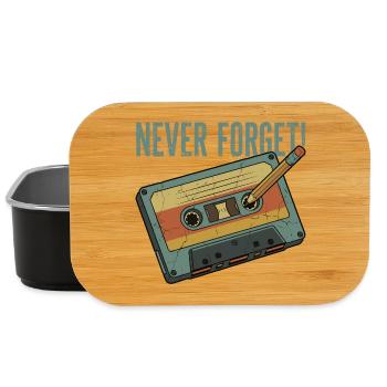 Never Forget – Retro Kassette & Bleistift Design - Lunch Box - Schwarz - Vorne