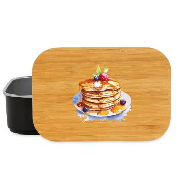 Wasserfarbene Pfannkuchen mit Sirup - Lunch Box - Schwarz - Vorne