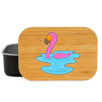 Flamingo Schwimmen - Lunch Box - Schwarz - Vorne