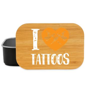 I Love Tattoos Orange Heart Ink Artist Design - Lunch Box - Schwarz - Vorne