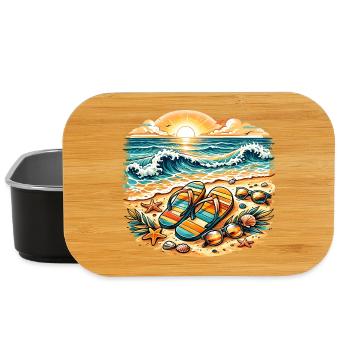 Sunset on the beach illustration - Lunch Box - black - Front