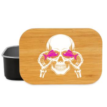 Skull and crossbones with fish - Lunch Box - black - Front