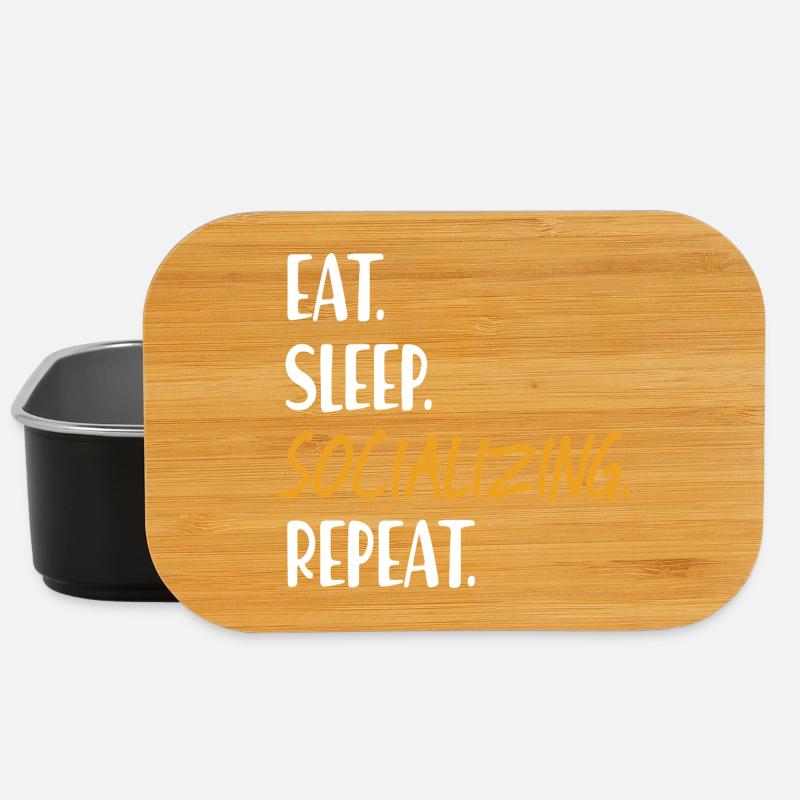 EAT SLEEP SOCIALIZING Be sociable Networking - Lunch Box - black