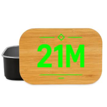 21M Bitcoin Schriftzug Neon Grün Motiv Limit - Lunch Box - Schwarz - Vorne