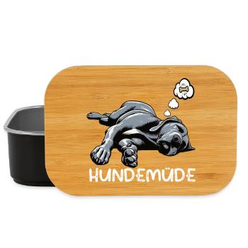 Hundemüde Deutsche Dogge Doggen Doggenbesitzer  - Lunch Box - Schwarz - Vorne