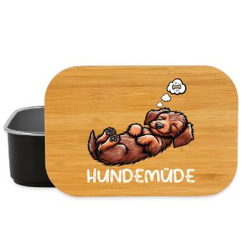 Hundemüde Rauhaardackel Dackel Dackelbesitzer  - Lunch Box - Schwarz - Vorne
