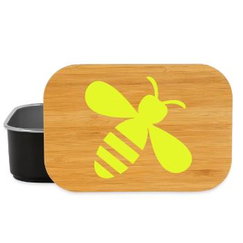 Neon Bee Yellow on Black - Lunch Box - black - Front