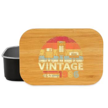 1986 Vintage Retro Birthday Gift - Lunch Box - black - Front