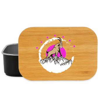Gipfelbock vor pinkem Mond Steinbock - Lunch Box - Schwarz - Vorne