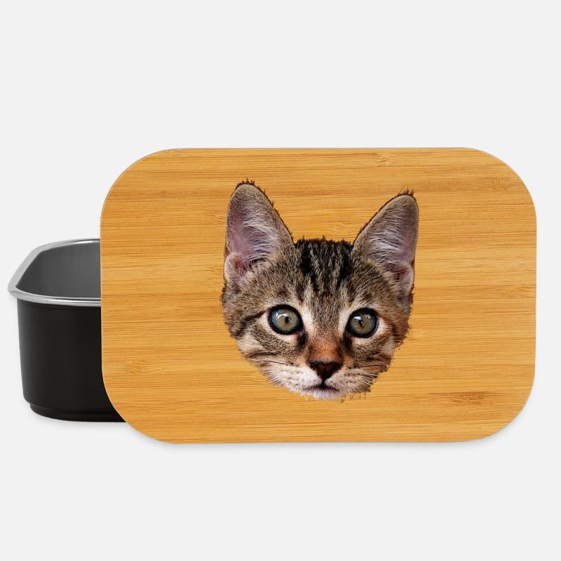 kätzchen Gesicht, tabby Motive, gestromt - Lunch Box - Schwarz
