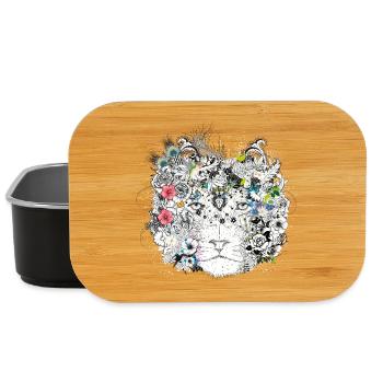 extraordinarily decorated lion mane with flowers - Lunch Box - black - Front