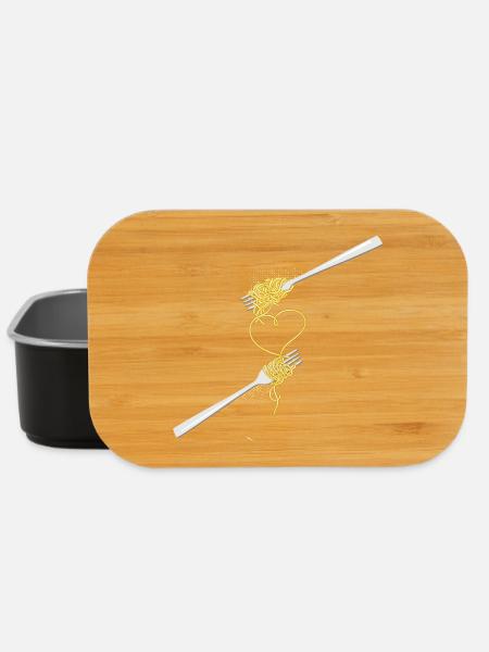 Spaghetti Herz mit zwei Gabeln für Verliebte - Lunch Box - Schwarz