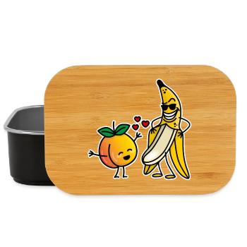 Peach banana funny couple sex valentines day - Lunch Box - black - Front