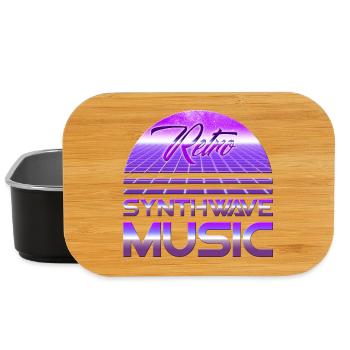 80s Neon Retro Synthwave Music Electronic Wave - Lunch Box - black - Front