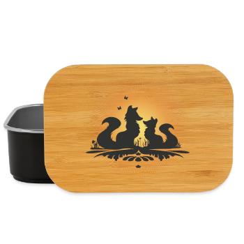 Romantic fox silhouette in the moonlight - Lunch Box - black - Front