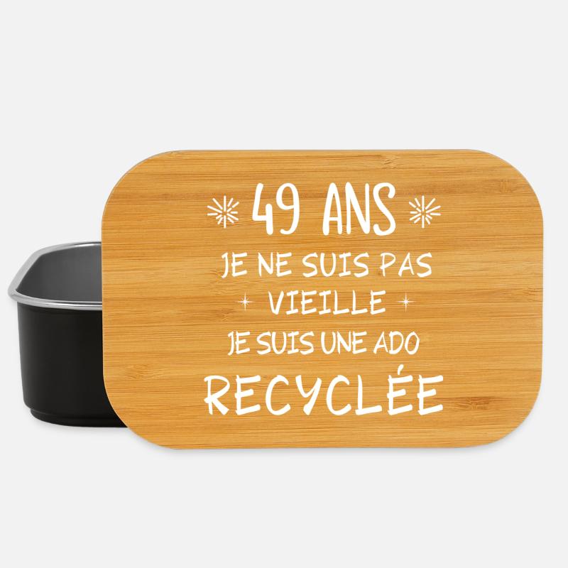 ado recyclée, anniversaire 49 ans, j'ai 49 ans - Boîte à goûter - noir