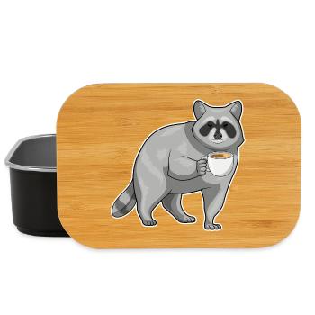 Raccoon Cup of Coffee - Lunch Box - black - Front