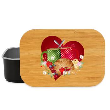 Breakfast for two with croissant, coffee and berries - Lunch Box - black - Front