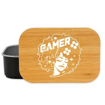 Gamer Girl Beautiful Gaming Afro Girl - Boîte à goûter - noir - Devant