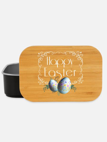 Happy Easter Schriftzug mit Ostereier - Lunch Box - Schwarz